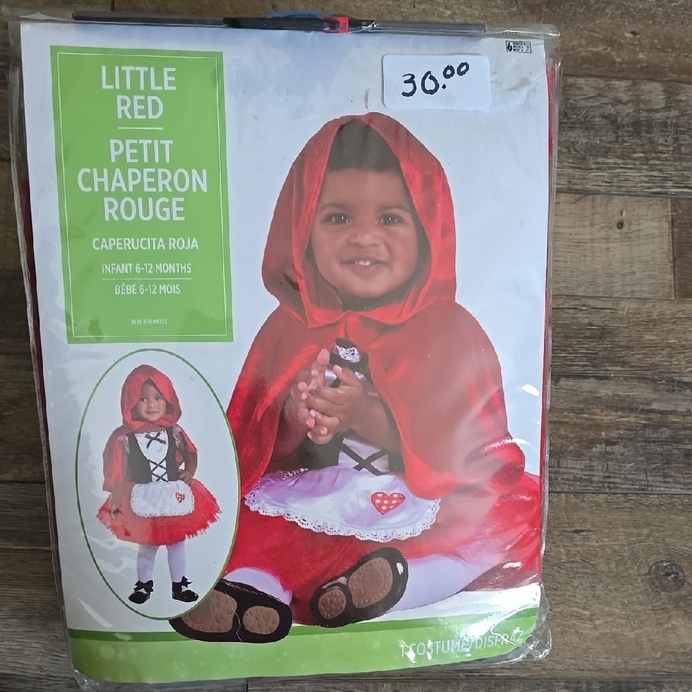 Red and White Halloween Costume with Hooded Cape